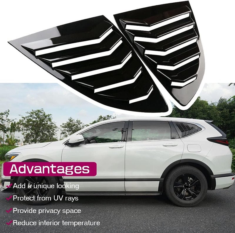 LEXLEY Racing Style Rear Side Window Louvers Air Vent/Louvers Scoop Cover Blinds For Honda CRV 2017 2018 2019 2020 2021 2022-Bright black - Image 3